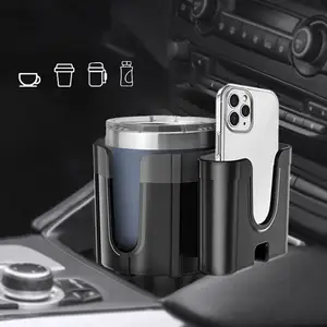 Suporte universal para copo de carro 2 em 1, base ajustável com rotação 360°, suporte multifuncional para armazenar café
