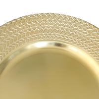 Assiettes de service rondes de luxe en plastique écologique doré de 13 pouces, personnalisées pour les dîners, les mariages, les fêtes et les restaurants