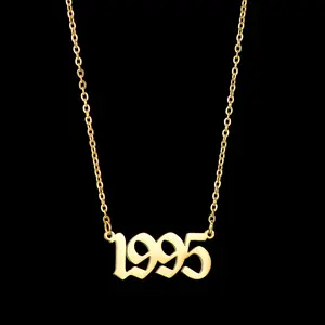 HOVANCI 18K असली सोना मढ़वाया स्टेनलेस स्टील जन्म Year1995 हार सोने की चेन संख्या के लिए अवस्र्द्ध हार प्रेमियों उपहार