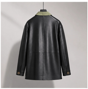 <span class=keywords><strong>Veste</strong></span> en cuir matelassée mi-longue pour <span class=keywords><strong>femme</strong></span> avec col en <span class=keywords><strong>tricot</strong></span> color-block, manteau de style utilitaire pour l'automne et l'hiver - Product Image 3