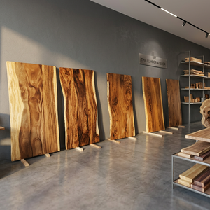 Modern <b>Extendable</b> Live Edge Slab Acacia Solid Walnut <b>Wood</b> <b>Dining</b> <b>Table</b> for Living Room Hotel & Bedroom Furniture - Product Image 3