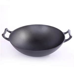 Meilleure vente <span class=keywords><strong>Wok</strong></span> chinois <span class=keywords><strong>en</strong></span> <span class=keywords><strong>fonte</strong></span> avec couvercle <span class=keywords><strong>en</strong></span> bois - Product Image 3