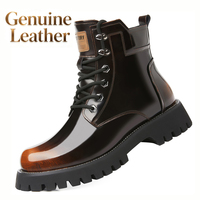 Bottes Martin en cuir véritable pour hommes, bottes de travail à tige mi-haute, chaudes, doublées de coton, chaussures d'hiver durables