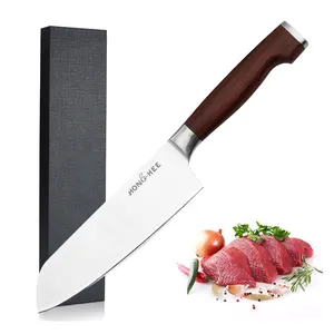 고품질 스테인리스 부엌 칼 인간 환경 공학 목제 손잡이를 가진 호화스러운 일본 Santoku 요리사 칼