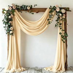 Voilages romantiques et chics en tissu de voile perlé pour drapage d'arche de mariage en extérieur - Product Image 1