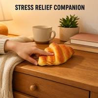 Jouet Squishy Croissant Classique à Remontée Lente, Motif Doré Brillant à Picots, Anti-Stress, Compagnon de Bureau