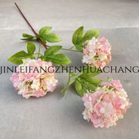 Bunga Hydrangea Salju Tiga Kepala, Ornamen Dekoratif Kayu Cina, Dekorasi Pernikahan dan Hotel, Bunga Buatan