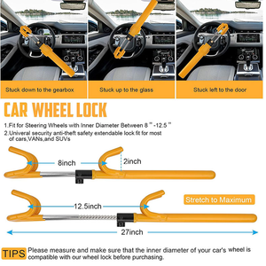 Serrure de volant Xiangta antivol de roue de voiture pour véhicule camion <span class=keywords><strong>Van</strong></span> SUV avec 2 clés pour voiture - Product Image 6