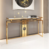 Nouvelle table console décorative au design moderne, cadre en métal doré brillant, table d'entrée pour salon, meuble de maison, commode, table d'angle