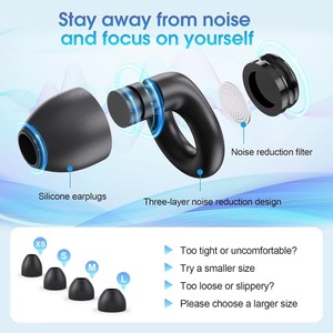 Bouchons d'oreilles en silicone réutilisables anti-bruit pour le sommeil, la protection auditive, les concerts et les voyages - Product Image 4