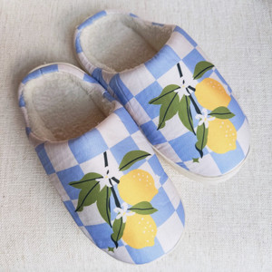 Pantoufles de salon Lemon Drop Gingham - Douces et confortables - Product Image 3