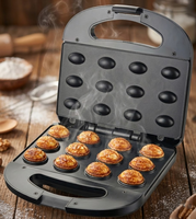 Mini gaufrier électrique WndSeven à 12 trous avec plaques antiadhésives pour usage domestique
