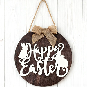 No Olive Wooden Round Wall <b>Hanger</b> With Gnomes Welcome Sign For Home Office Decor - Product Image 2