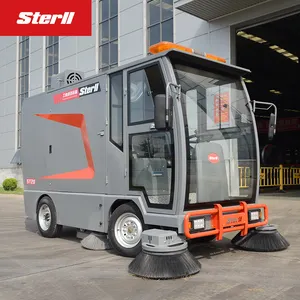 Sweeper Truck 4 Wheels Steering Cleaning Machine Closed Powered Road Sweeper Car With Water Spraying Function