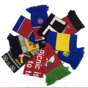 Embroidered Souvenir Club Hand Waving Woven Sports Soccer Team Fan Football Game Custom Winter Scarf Knit Bar Scarf Promotion