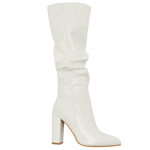 Bottes en cuir à fermeture éclair pour femme, talons aiguilles, mi-mollet, talon épais, collection mode 2025 - Product Image 2