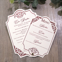 Programa de Ceremonia de boda de lámina dorada de tres páginas Fans Invitación de boda de papel de cartón blanco para evento de boda