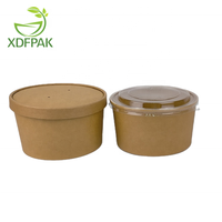 Adapté aux besoins du client de papier à mur unique salade bols avec couvercles En papier Kraft papier de salade bol rond sortir emballage jetable bol à soupe