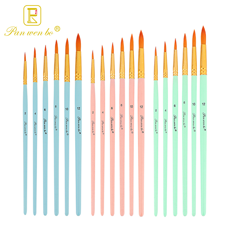 Набор кистей для акриловых красок, профессиональные художественные кисти с круглым заостренным кончиком для рисования акрилом, акварелью, маслом, 6 шт.