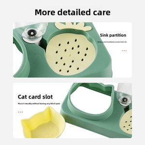 קערת פלסטיק בצורת תות לחיות מחמד, קערת מים אוטומטית עם הגנה לצוואר לחתולים וכלבים, לשימוש ביתי - Product Image 2