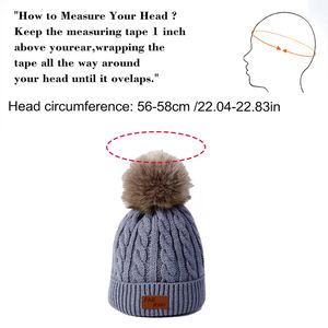 Bonnets d'hiver tricotés personnalisés pour enfants bébés Élégant acrylique <span class=keywords><strong>fausse</strong></span> <span class=keywords><strong>fourrure</strong></span> Pom Pom voyage Caractéristique commune appropriée du tissu - Product Image 2
