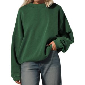 Sudadera Oversize de Mujer FOXA, Cuello Redondo, Hombros Caídos, Lisa, Mezcla de Algodón, Transpirable, Informal, Colección Otoño 2025 - Product Image 1