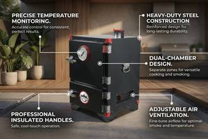 Fumoir vertical au charbon facile à utiliser avec thermostat, four à fumage au bois convivial pour les débutants en barbecue - Product Image 5