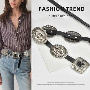 Cintura da <span class=keywords><strong>Donna</strong></span> Bohemien Western <span class=keywords><strong>Cowboy</strong></span> Vintage con Intagli Elaborati e Fibbia in Lega, Fascia Larga 105cm, Ideale per Abbinare a Pantaloni - Product Image 3