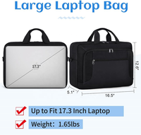 Sac d'ordinateur portable pour hommes femmes bureau d'affaires porte-documents de 17.3 pouces grand sac d'ordinateur étanche sac d'épaule réglable sac de messager
