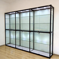 Großhandel Robuste Umweltfreundliche Pulverbeschichtete Glas-Schiebetür-Vitrine für Einzelhandelsgeschäfte mit Vollsicht und LED-Beleuchtung, Rauchglas