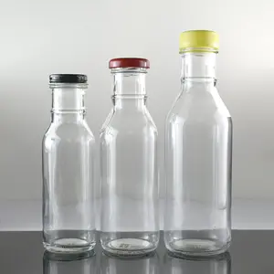 Großhandel 250ml transparente Glasflasche für Ketchup Salat Dressing Sojasauce Essig mit Anti-Diebstahl-Kappe in der Küche