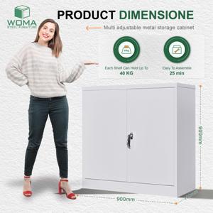 Archivador Blanco de 2 Puertas Directo de Fábrica, 2 Estantes Ajustables, Unidad de Almacenamiento Pequeña, Precio al por Mayor, Muebles de Oficina - Product Image 4