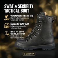 Bottes tactiques de sécurité en cuir véritable noir imperméables pour hommes, chaudes et légères pour l'hiver, OEM ODM personnalisées, ISO CE