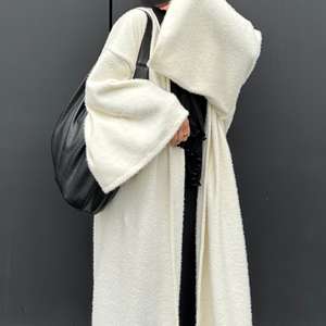 Зимний плотный вязаный кардиган абайя пальто с карманами и поясом скромное мусульманское женское платье Исламская оптовая продажа открытая осень абайя - Product Image 3