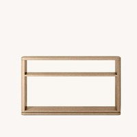 Console de rangement scandinave haut de gamme à deux compartiments, coins arrondis, base sur socle, pour entrée, personnalisable OEM/ODM