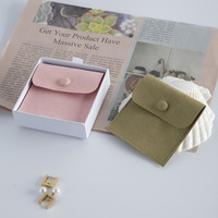 Personalisierte Schmuckbeutel aus Mikrofaser mit Eigenem Logo, 8x8cm, Luxuriöse Samt-Schmuckverpackung, Individueller Schmuckbeutel mit Knopf und Logo