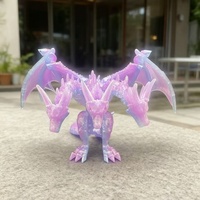 FUSEJOY 3D-Gedrucktes PLA Dreiköpfiges Ghidorah-Spielzeug mit Beweglichen Gelenken & Beweglichen Flügeln - Kleine Größe