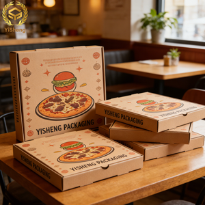 Caja de Pizza al por Mayor de Fábrica, Tamaño Personalizado, Caja de Pizza Ecológica de Papel Kraft <span class=keywords><strong>para</strong></span> <span class=keywords><strong>Llevar</strong></span> con Diseño Autoarmable <span class=keywords><strong>para</strong></span> Alimentos y Bocadillos - Product Image 5