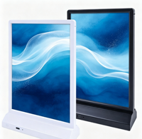 Enseigne lumineuse rechargeable en alliage d'aluminium à haute luminosité, affichage vertical de table double face portable pour carte de menu de thé au lait
