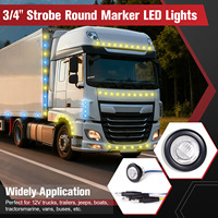 10PCS 3/4" 2LED Feux de position latéraux ronds bicolores ambre + bleu avec connecteur bullet, 12V, IP67