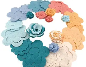 Handgemaakte 3d Meisje Diy Craft Kit Gestanst Wolvilt Rose Bloem Applique Voor Hoofdband Boeket Kroon Mobiele Baby