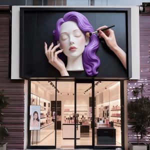 Décoration Murale Fenêtre : Sculpture Tête de Femme en Fibre de Verre, <span class=keywords><strong>Buste</strong></span> Féminin 3D Maquillé pour Façade de Magasin de Cosmétiques et Salon de Beauté - Product Image 3