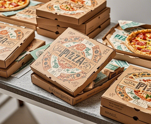Caja de <span class=keywords><strong>Pizza</strong></span> de Cartón Corrugado Ecológica al por Mayor, Impresión de Logotipo Personalizado, Cartón de Papel Blanco y Marrón para Envasado de Alimentos para Llevar - Product Image 3