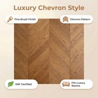 Parquet contrecollé en chêne russe certifié ENF, motif chevrons, 600x78x14mm, pour salon moderne et villa