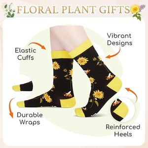 <strong>Sunflower</strong> Crew <strong>Socks</strong> for Women and Teens Customizable Yellow Mid-Calf <strong>Socks</strong> with Logo for Autumn Daily Wear - Product Image 5