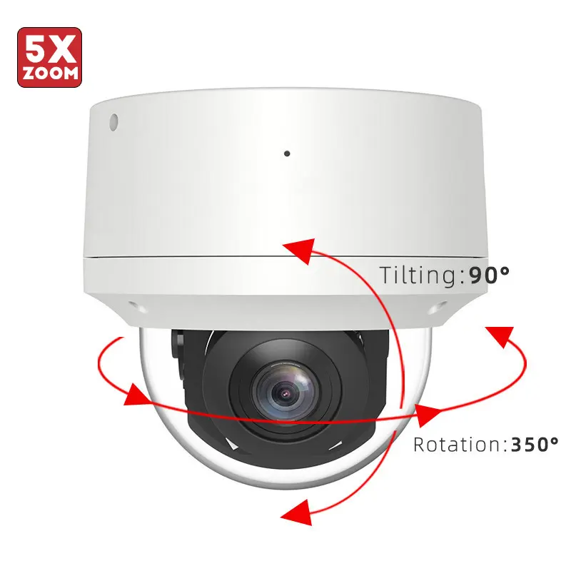 5MP 5X Mini PoE IP PTZ audio bidirezionale telecamere Dome di sicurezza IR per esterni impermeabili antivandalismo telecamera di rete