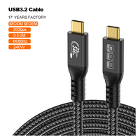 Cable de Carga Rápida USB 3.2 Tipo-C 20G 4K con Cubierta Trenzada de Cobre Plateado, 100-240W, para Estación de Acoplamiento SSD Mac