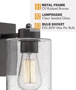 Clear Glass <strong>Shades</strong> Black Wall <strong>Lamp</strong> Hotel <strong>Bathroom</strong> Vanity Light Black <strong>Bathroom</strong> Light Fixture Over the Mirror - Product Image 5