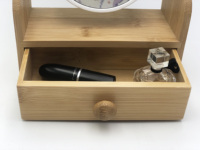 HANXIN — miroir de maquillage Portable en bois bambou, écologique, personnalisé, loupe, avec rangement de bijoux, Portable, 1 pièce