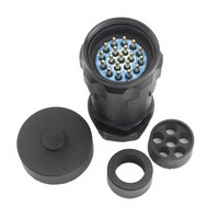 Connecteur en ligne HYSF-SUBSEA à 19 broches mâle, boîtier en aluminium, broches en laiton plaqué or (préinstallées), M40 19-28mm DIN SM-19MV